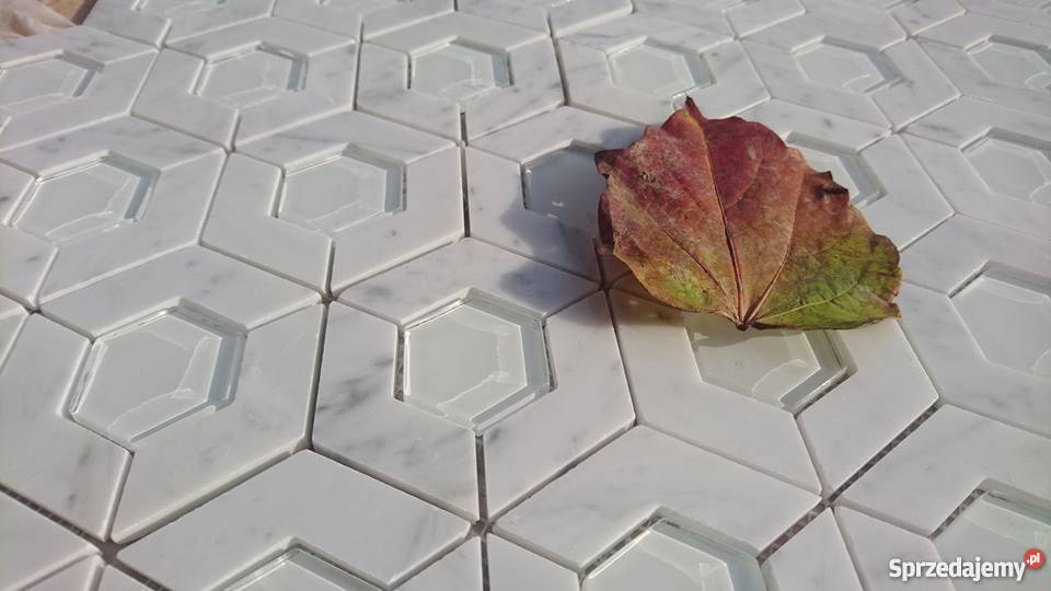 Mozaika FLOWER Bianco Carrara Crystall Glass biały Piława Górna