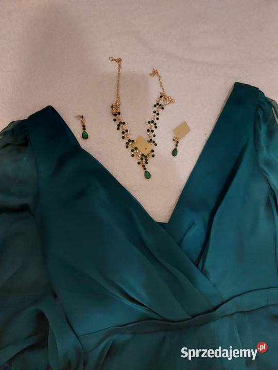 Piękna suknia Polskiej Firmy Dama Couture Okazja zielony mazowieckie Warszawa