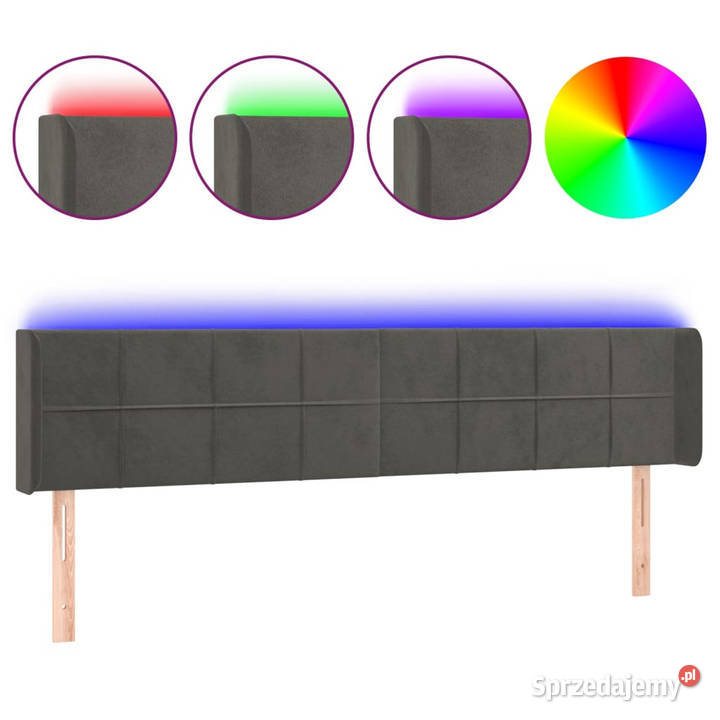 Zagłówek do łóżka z LED ciemnoszary 163x16x7888 Warszawa