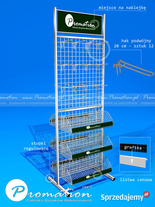 Regał sklepowy metalowy z koszykami ekspozytor Warszawa