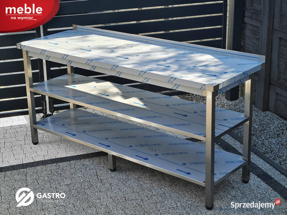 Stół przyścienny gastronomiczny z dwoma półkami Ostrów Wielkopolski