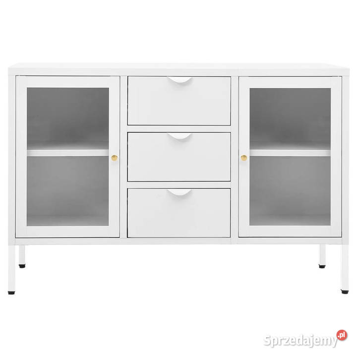 Komoda biała 105x35x70 stal i szkło hartowane Warszawa