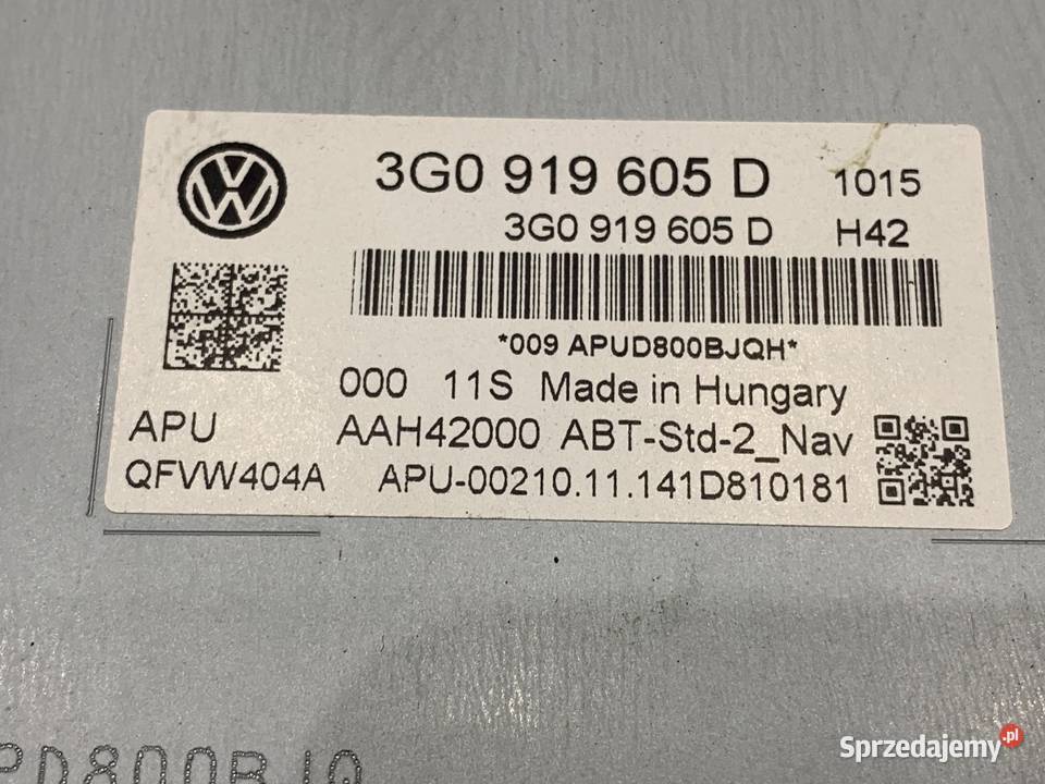 RADIO VW PASSAT B8 3G0919605D ODTWARZACZ osobowe Sprzęt audio fabryczny