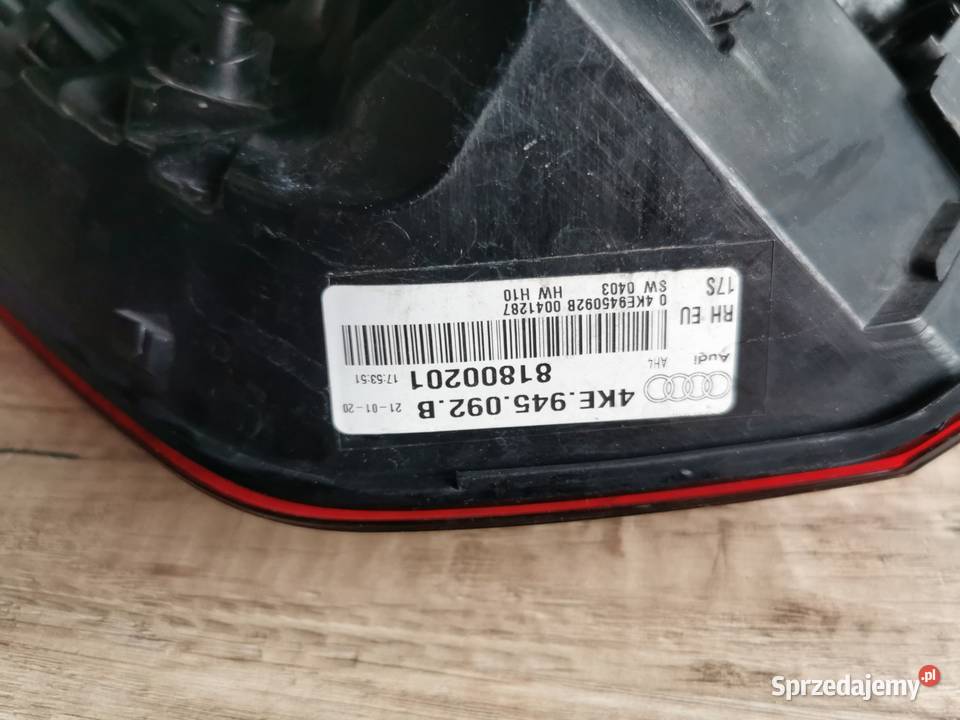 Lampa tylna prawa do Audi ETRON S GE 2019 osobowe Pielgrzymka