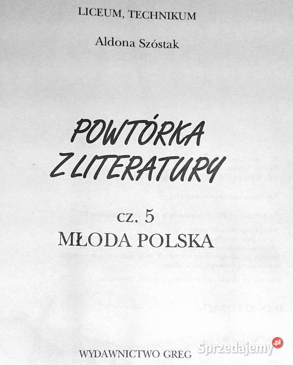 Powtórka z literatury 5 Młoda Polska Aldona lubelskie Chełm