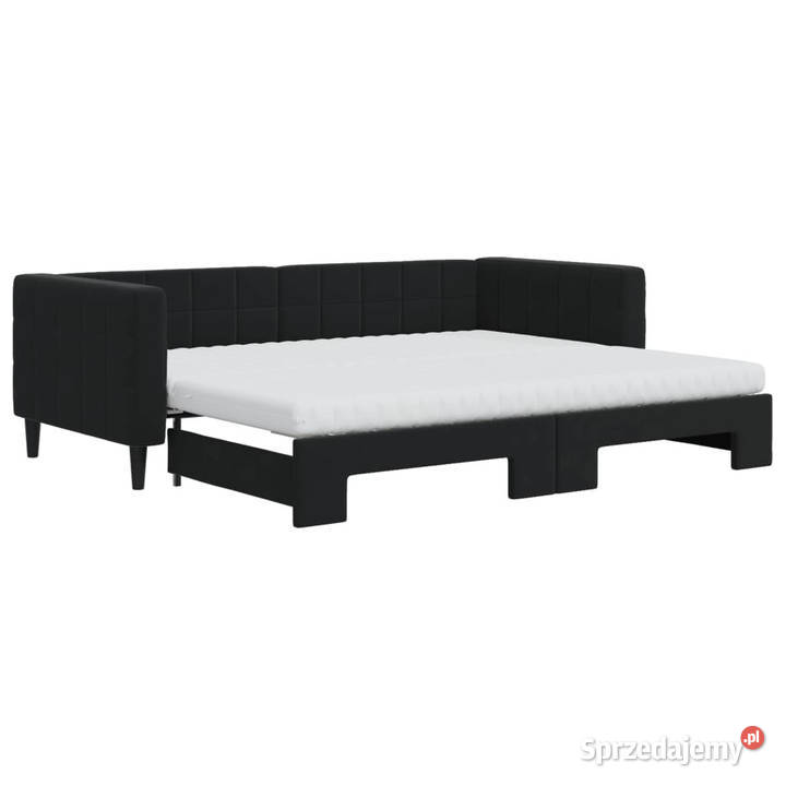 Sofa rozsuwana z materacami czarna aksamit 100cm mazowieckie Warszawa