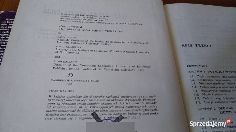 Macierzowa analiza drgań R E D Bishop Gladwell