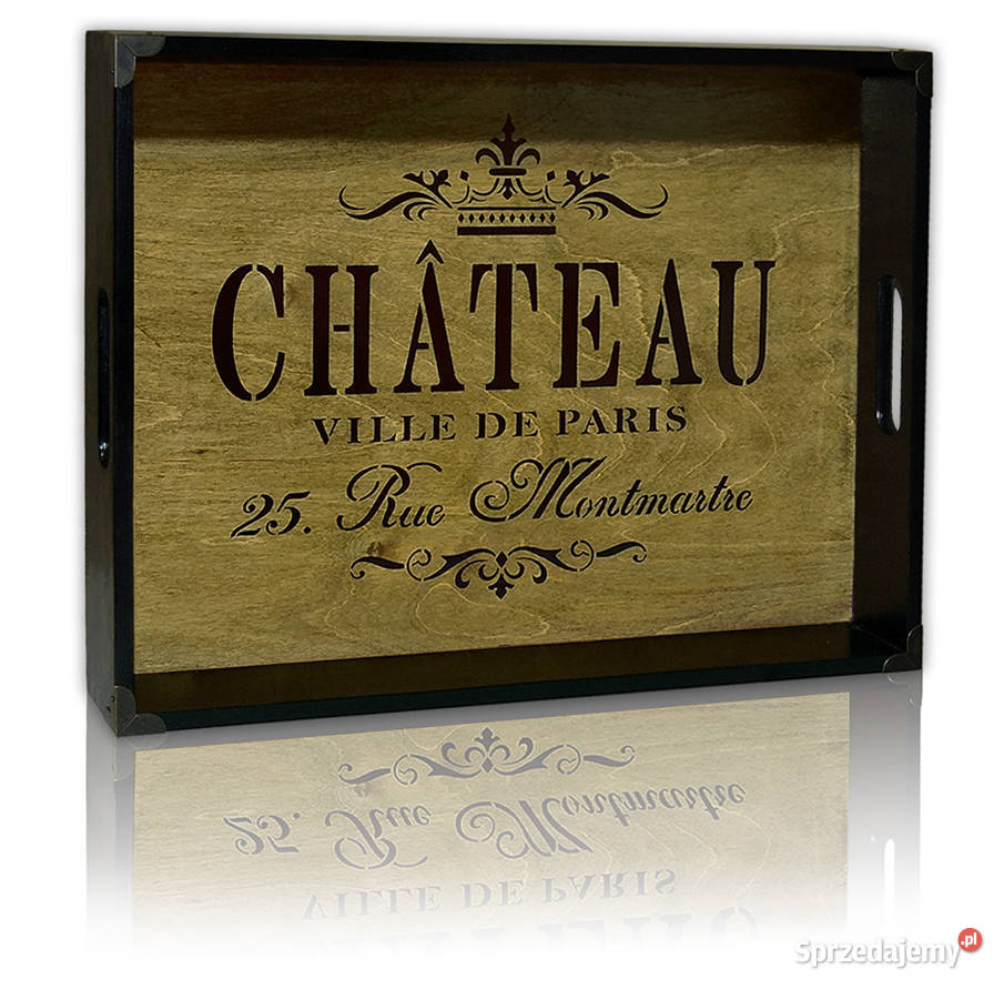 duża TACA drewniana CHATEAU Ville de Paris 40x30 Bydgoszcz