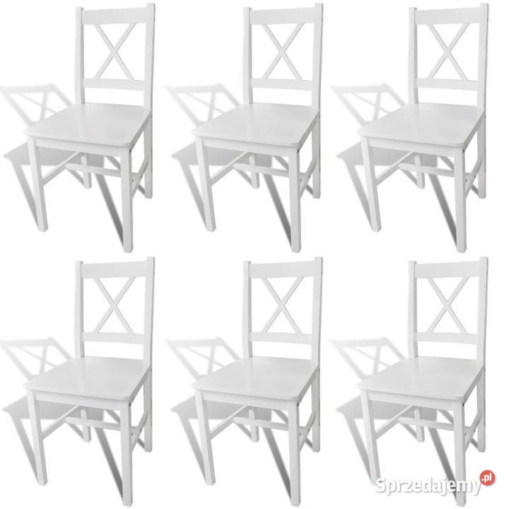 vidaXL Krzesła stołowe, 6 szt., białe, drewno sosnowe 271496