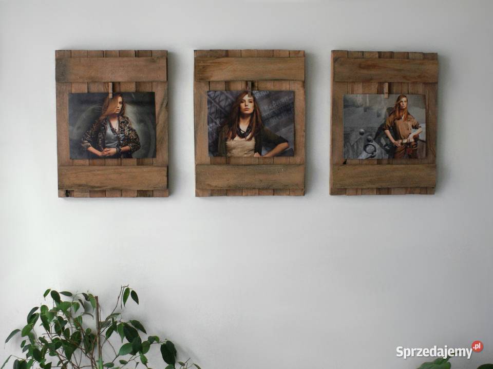 3x ramka drewniana na zdjecie obraz tryptyk Krosno sprzedam