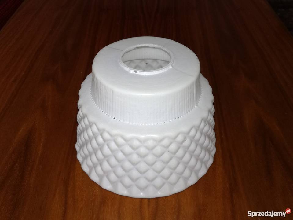 Lampa wisząca z białym szklanym kloszem PRL Warszawa