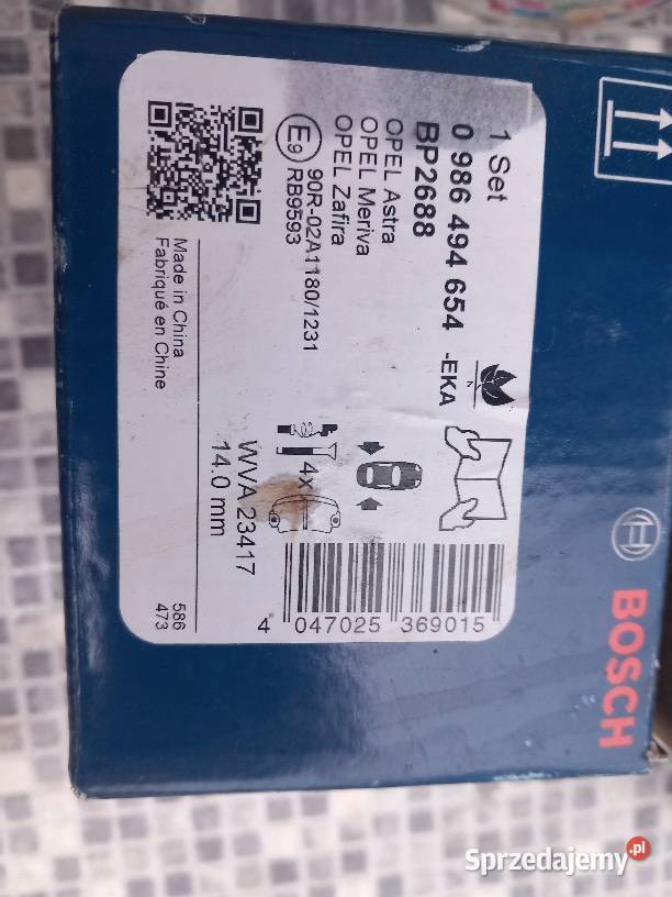 Tylne klocki hamulcowe Opel Meriva 2006r Strzelin