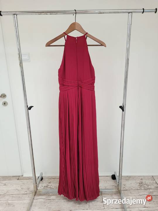 Suknia balowa maxi plisowana dekolt halter z Liszki