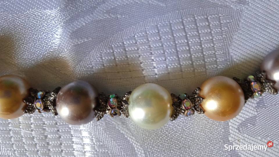 PIĘKNA PERŁOWA BIŻUTERIA NASZYJNIK I BRANSOLETA Naszyjniki wielkopolskie Piła