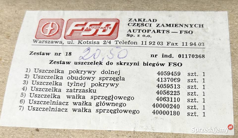 NOWY zestaw uszczelek skrzyni biegów Polmozbyt Uszczelki i uszczelniacze Warszawa sprzedam