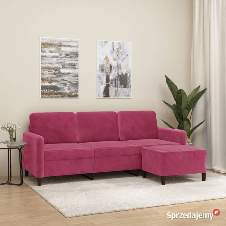 3osobowa sofa z podnóżkiem winna czerwień 180 Warszawa