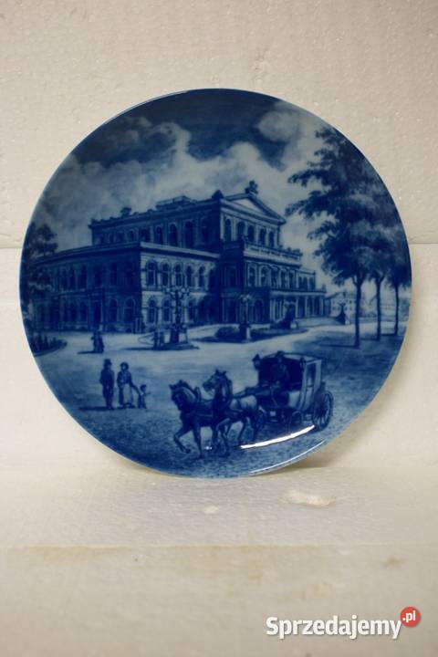 Hanower z dawnych lat trzy talerze kobaltowe Porcelana i szkło Chełmno