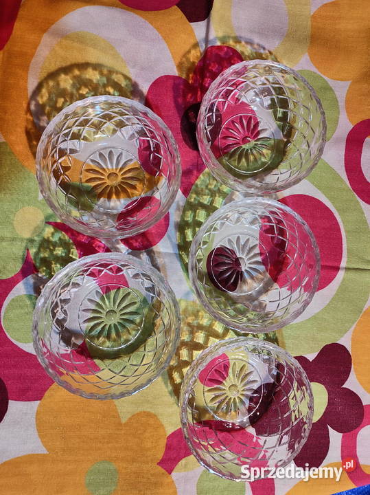 VINTAGE Miseczki grube szlifowane szkło lubelskie Lublin