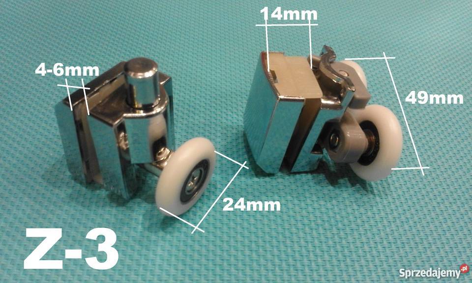 Rolki kółka do kabiny Durasan 2 24 mm zestaw Z3