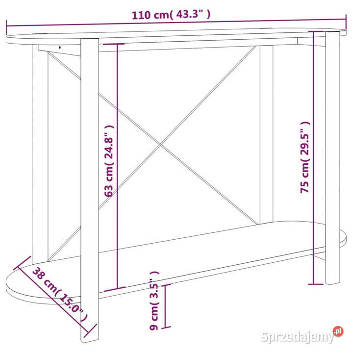 Stolik konsolowy biały 110x38x75 materiał Warszawa