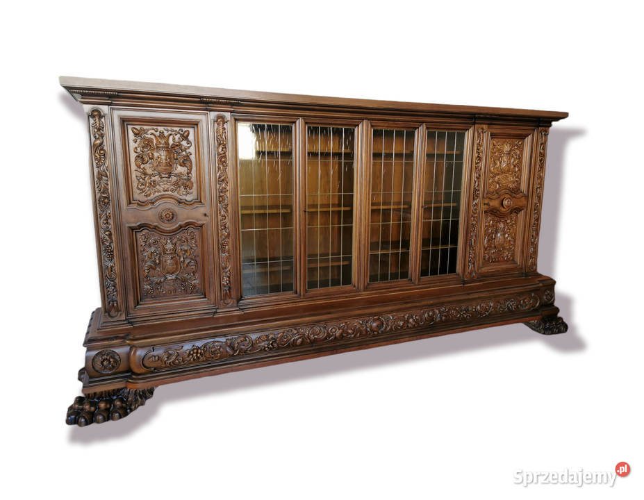 Ogromny neorenesansowy orzechowy komplet Wrocław