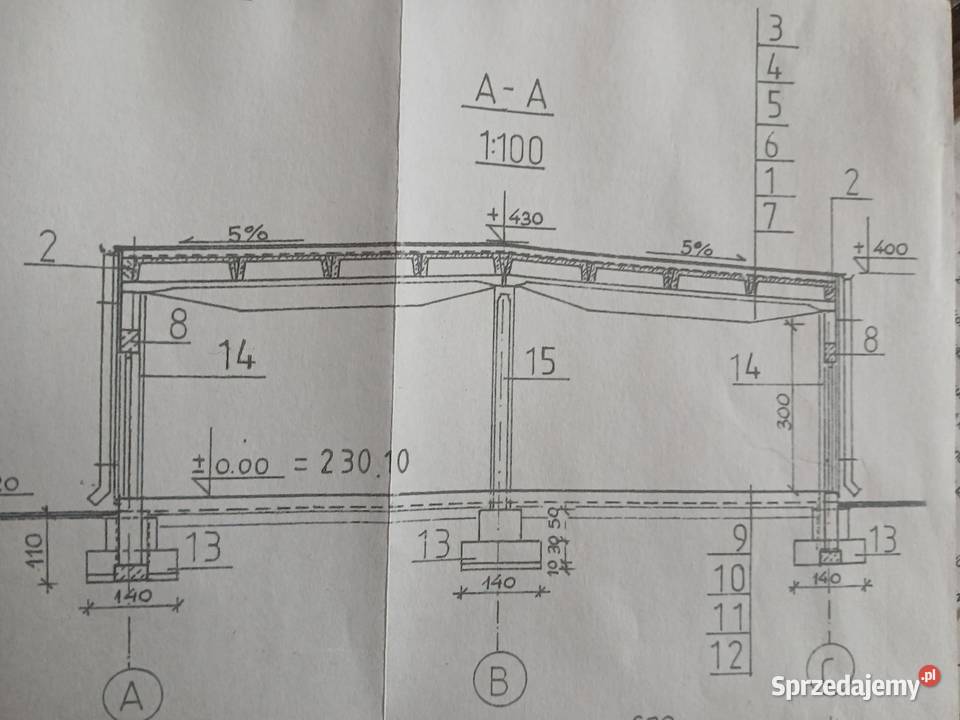 Hala 12x42 m konstrukcja żelbetowa słupy i rygle Krzywowola