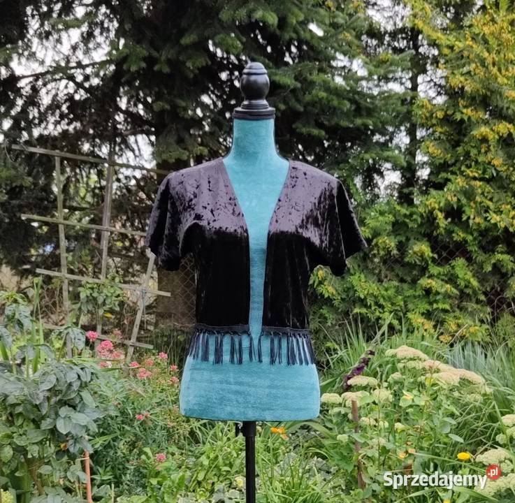 Bolerko kamizelka Lindex dzarna welur aksamit XS