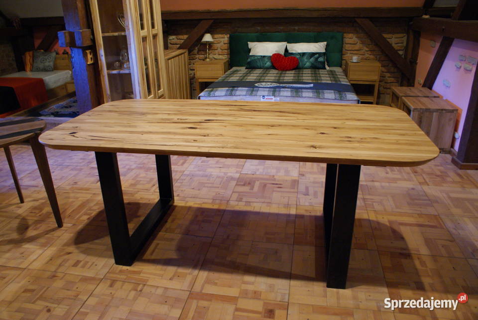Stół drewniany DĄB z ŻYWICĄ nierozkładany 200x100