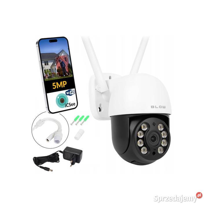 ZEWNĘTRZNA KAMERA WiFi IP OBROTOWA 2,5K 5MPX MONITORING DOM FIRMA IP66 ZOOM