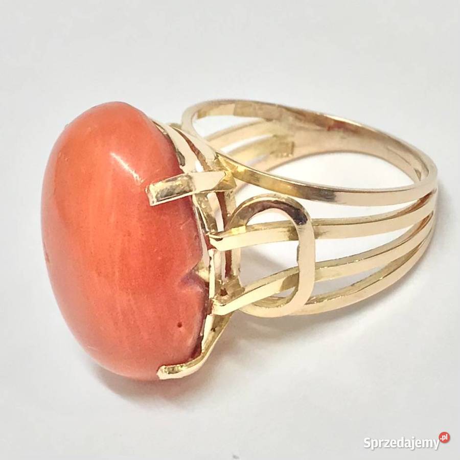 Złoty PIERŚCIONEK z KORALEM 750 18K egipski Warszawa sprzedam