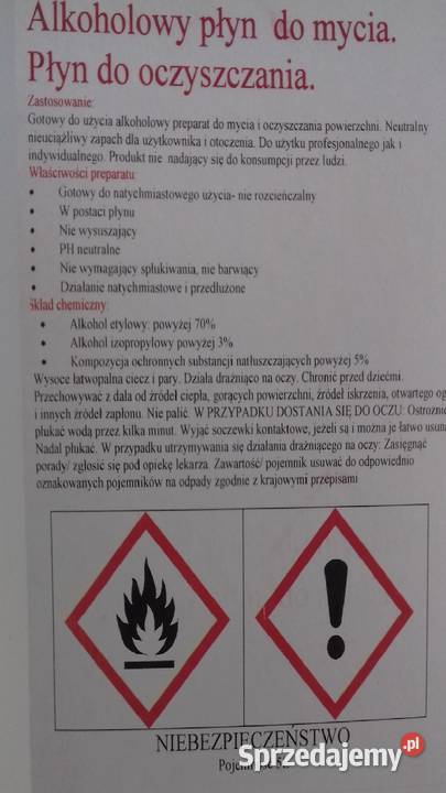 Alkoholowy płyn do mycia płyn do oczyszczania 5L Pozostałe Siedlce