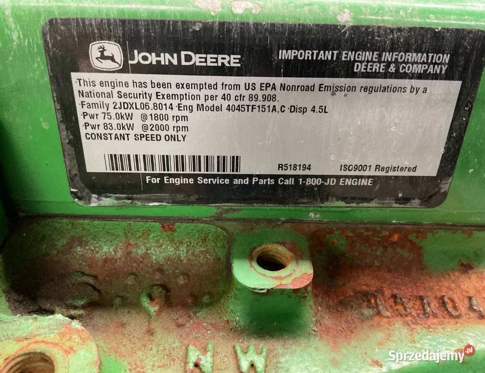 John Deere PowerTech 45L model 4045TF151 Poznań
