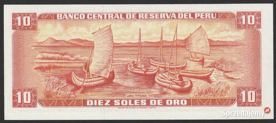 PERU 10 SOLES DE ORO 1975 STAN BANKOWY UNC Numizmatyka Łódź sprzedam