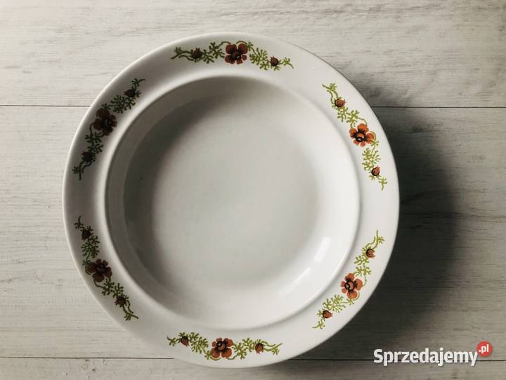Talerze PRL 6 sztuk porcelit Zakłady Pruszków