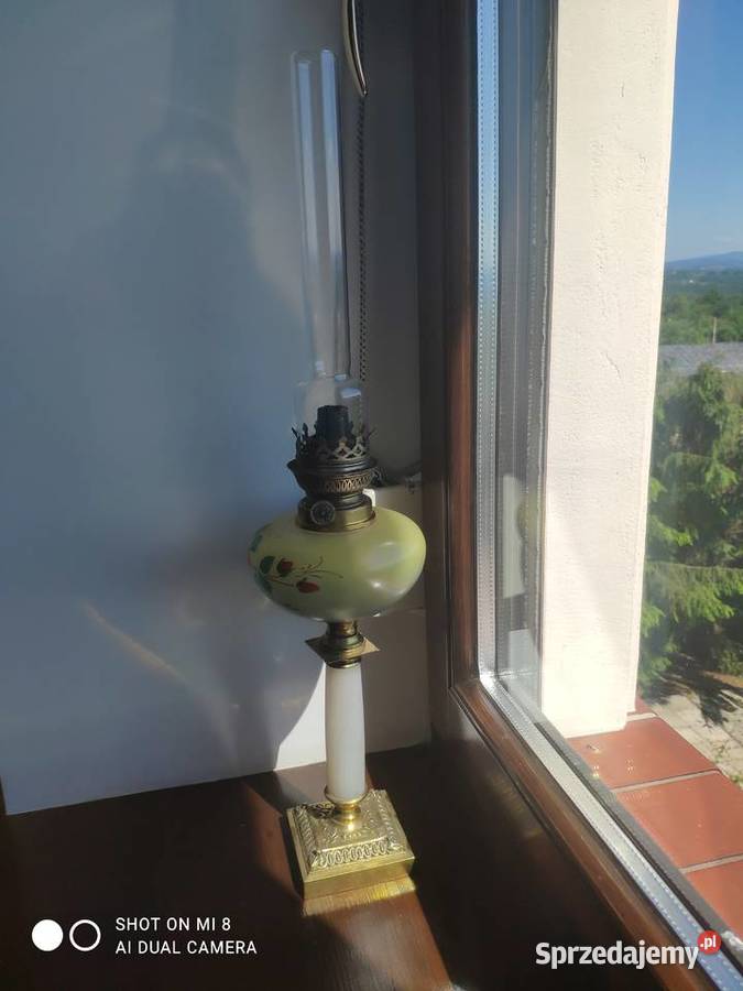 Stara francuska lampa naftowa XIX w onyks Kraków