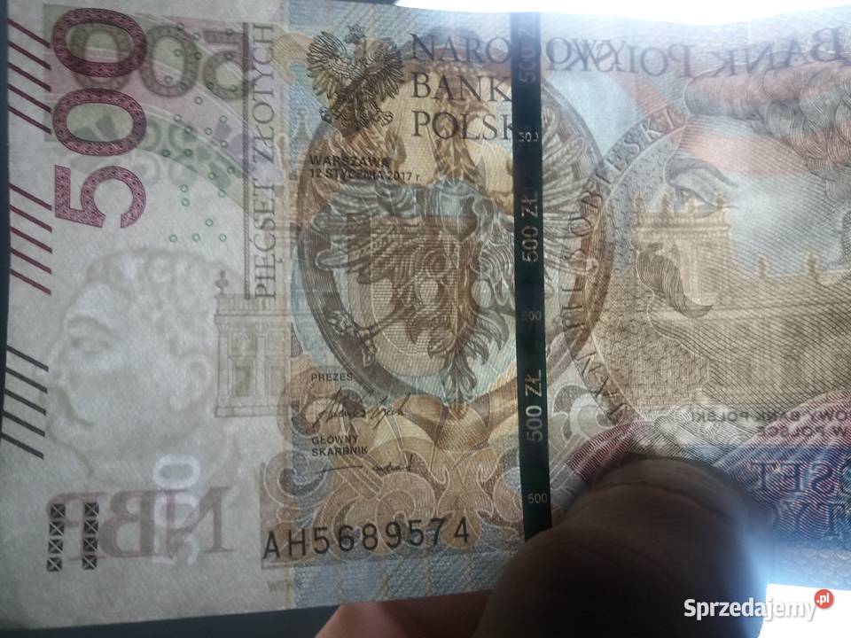 Banknot 500zl seria AH Przesuniety Znak Wodny dolnośląskie Ząbkowice Śląskie