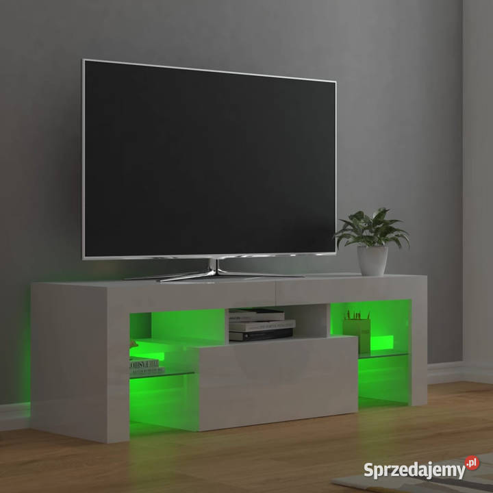 Szafka TV z oświetleniem LED biała wysoki połysk Warszawa