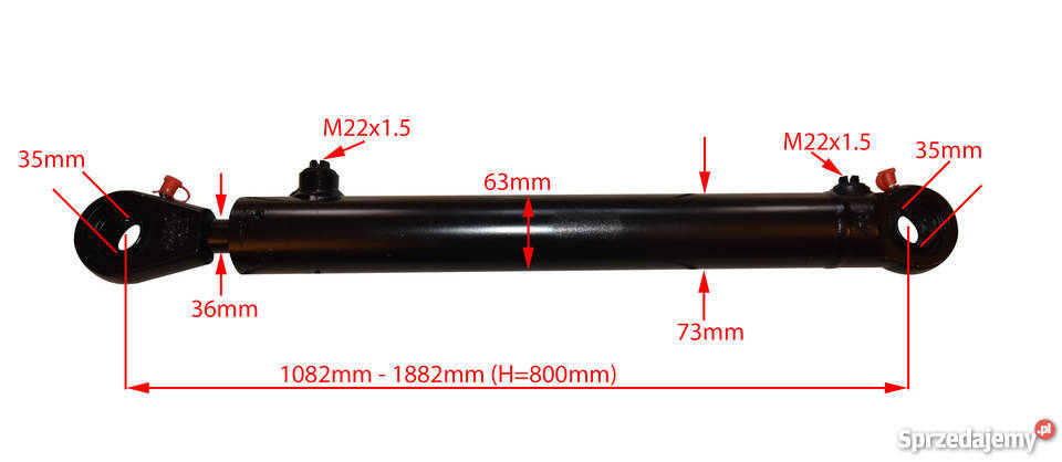 SIŁOWNIK HYDRAULICZNY CYLINDER SKOK 800 Solec Kujawski