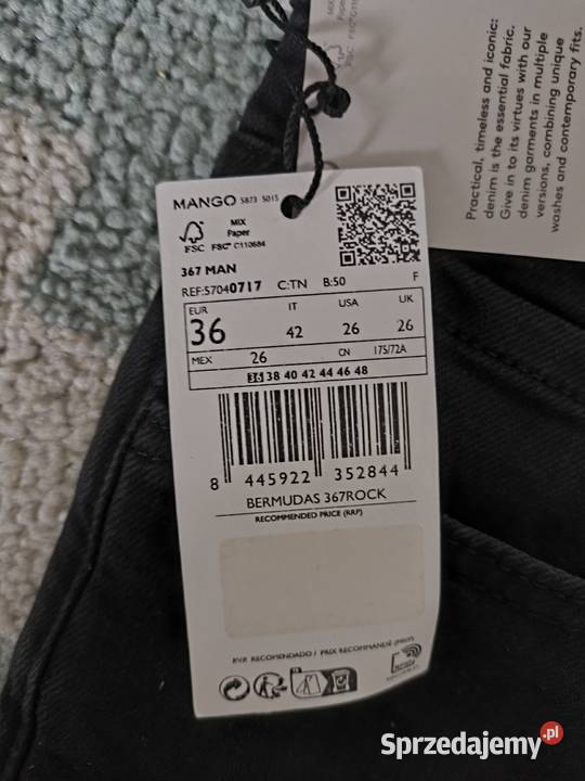 Spodenki czarne mango slim fit łódzkie Sieradz