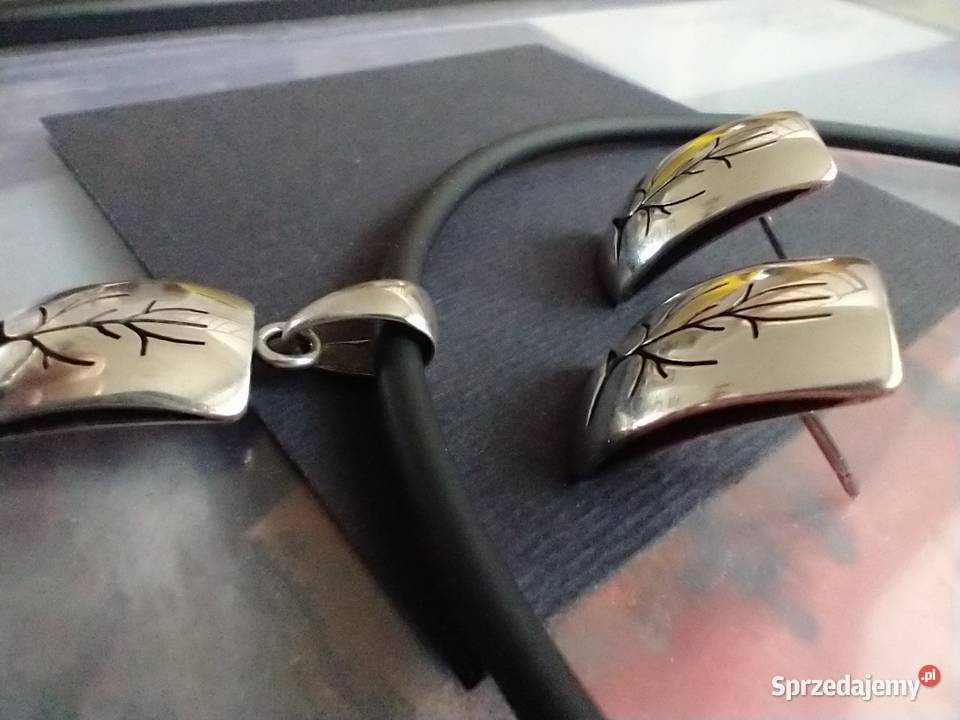 Komplet wisior kolczyki srebro 925 rękodzieło Rękodzieło Łódź