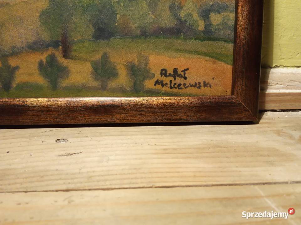 Stary piękny obraz akwarela Pejzaż Rafał Kraków