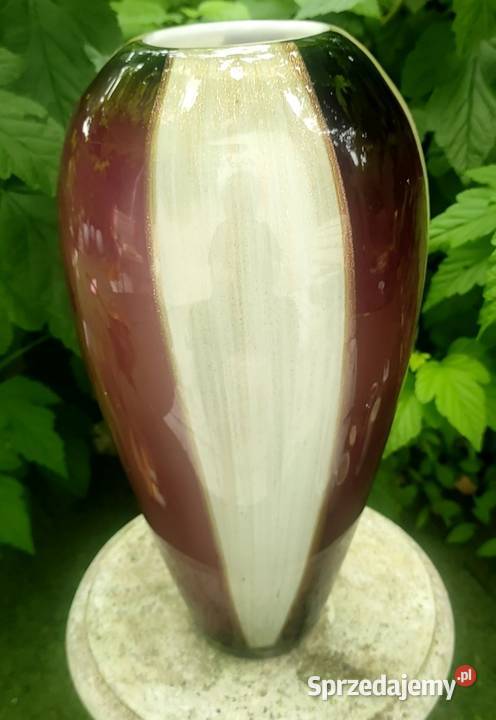 Vintage Ręcznie dmuchany Murano Ametyst i biel Porcelana i szkło Pabianice