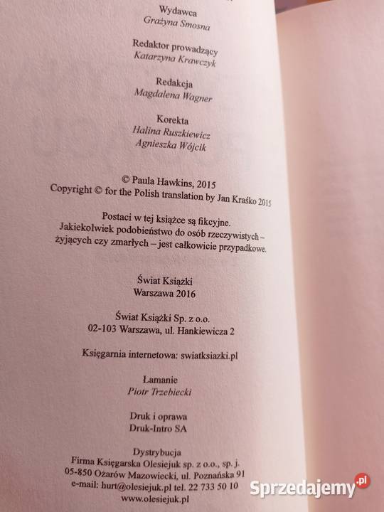 Dziewczyna z pociągu książki Warszawa Proza i poezja