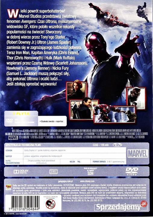 AVENGERS WOJNA CZAS ULTRONA ROBERT DOWNNEY JR s-f Filmy Kalisz
