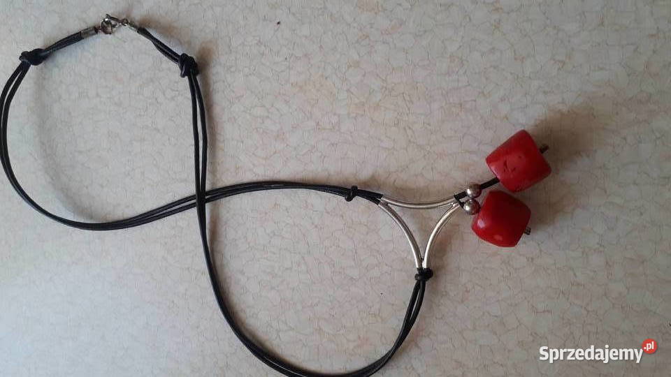 Naszyjnik ze srebra i korala naturalnego Zgierz sprzedam