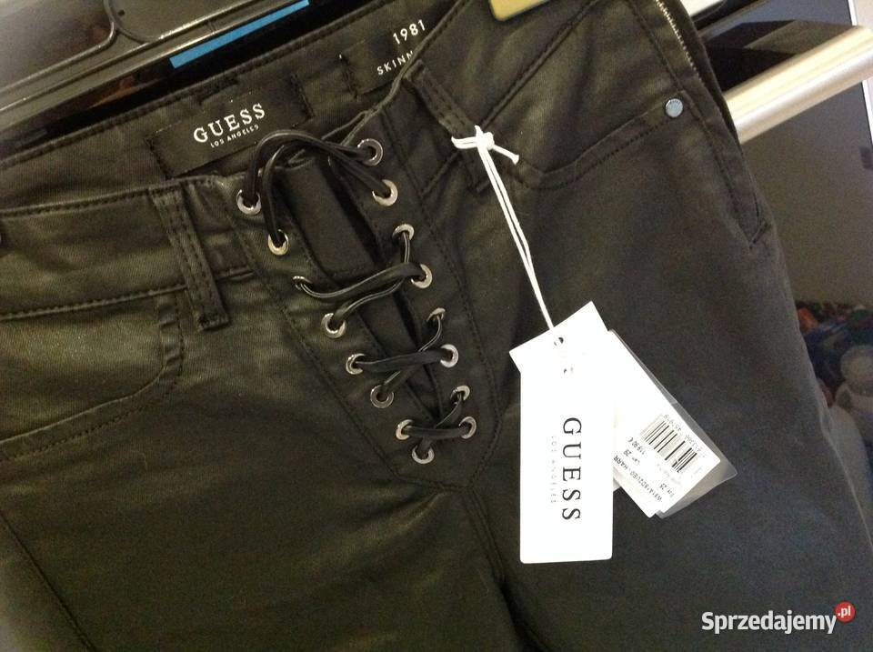 Czarne Spodnie woskowane damskie GUESS XS NOWE Nowa Sól sprzedam