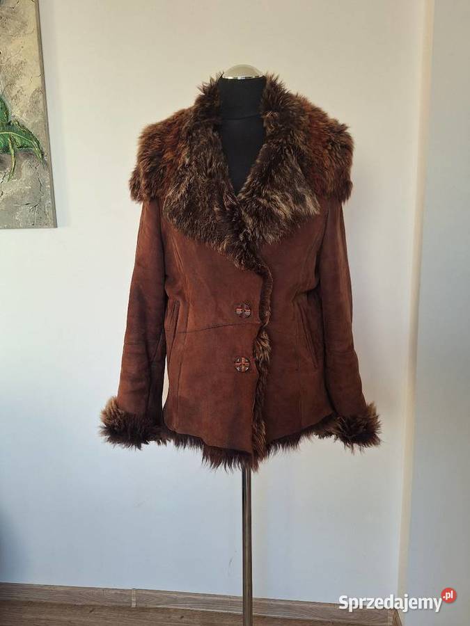 Naturalny kożuch z kozy kozi brązowy z futrzanym małopolskie Kraków