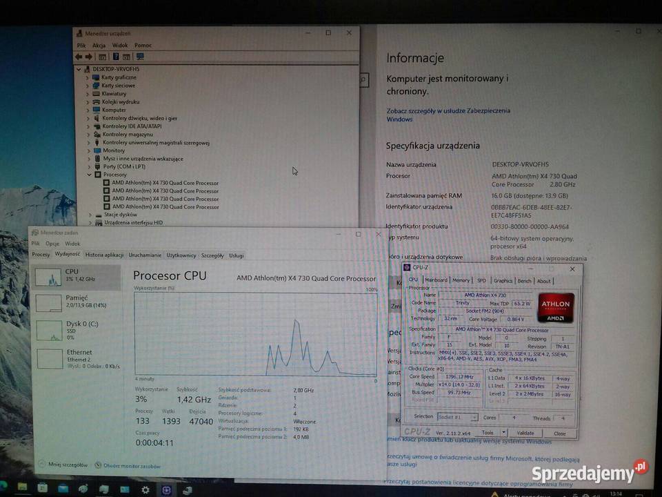 AMD Athlon X4 730 FM2 Quad Core 28GHz turbo Bydgoszcz