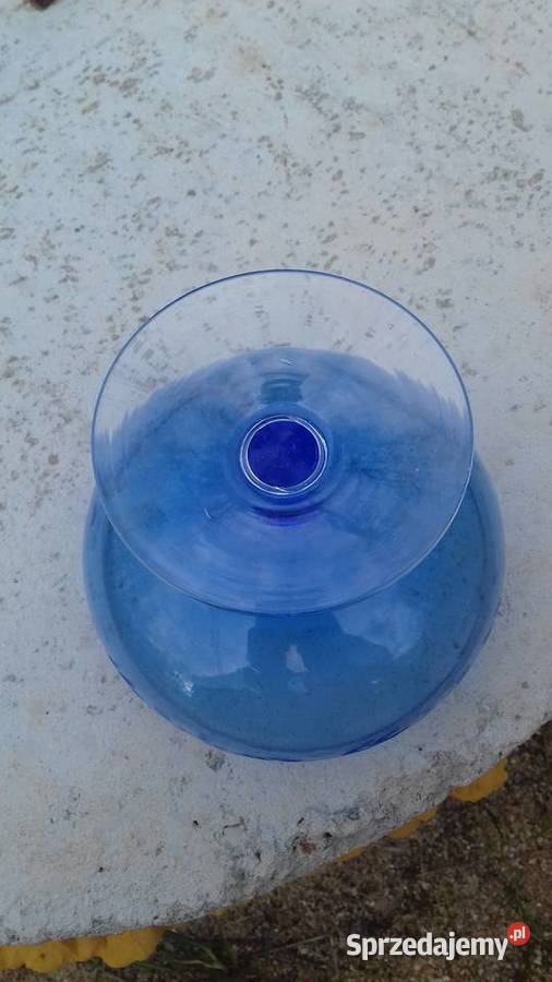 kielich piekne turkusowe cienkie szkło lata 60