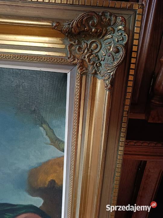 Duży obraz na płótnie w pięknej starej ramie
